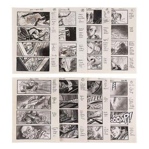 510. Set of Eight Martin Asbury Hand-drawn "Burn and Bag" Storyboard Pages ### ALIEN3 (1992)