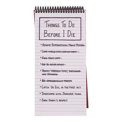 529A. Framed Austin Powers' (Mike Myers) "Things To Do Before I Die" Notepad ### AUSTIN POWERS IN GOLDMEMBER (2002)