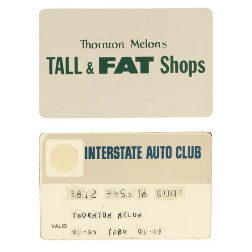 536. Thornton Melon's (Rodney Dangerfield) Credit Card and "Tall and Fat Shop" Business Card ### BACK TO SCHOOL (1986)