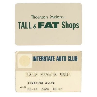 536. Thornton Melon's (Rodney Dangerfield) Credit Card and "Tall and Fat Shop" Business Card ### BACK TO SCHOOL (1986)