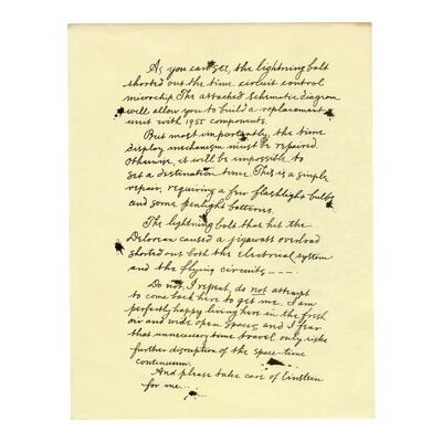 545. Page from Doc Brown's (Christopher Lloyd) 1885 DeLorean Repair Letter to Marty (Michael J. Fox) ### BACK TO THE FUTURE PART III (1990)