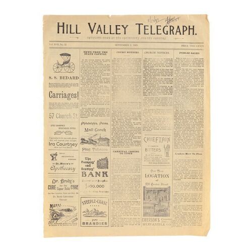 546. 1885 Hill Valley Telegraph Newspaper ### BACK TO THE FUTURE PART III (1990)