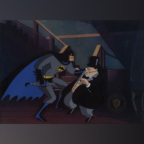 580. Hand-Painted Batman (Kevin Conroy) and The Penguin (Paul Williams) Animation Cel ### BATMAN: THE ANIMATED SERIES (1992-1995)