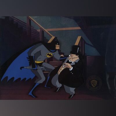 580. Hand-Painted Batman (Kevin Conroy) and The Penguin (Paul Williams) Animation Cel ### BATMAN: THE ANIMATED SERIES (1992-1995)