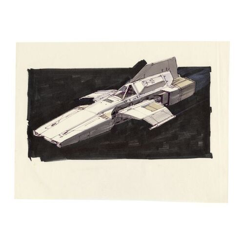 591. Hand-Drawn Ralph McQuarrie Colonial Viper in Flight Concept Illustration ### BATTLESTAR GALACTICA (1978-1979)