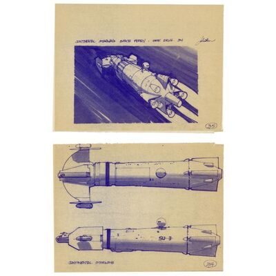 594. Pair of Printed Joe Johnston Continental Starways Concept Artwork Dyelines ### BATTLESTAR GALACTICA (1978-1979)