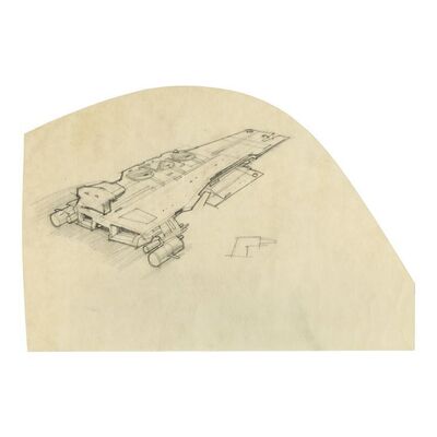 595. Hand-Drawn Joe Johnston Battlestar Concept Sketch ### BATTLESTAR GALACTICA (1978-1979)