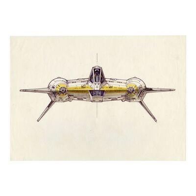 597. Hand-Drawn Ralph McQuarrie Colonial Viper/Thunderfighter Concept Illustration ### BATTLESTAR GALACTICA (T.V. SERIES, 1978 - 1979)/BUCK ROGERS IN THE 25TH CENTURY (T.V. SERIES, 1979 - 1981)
