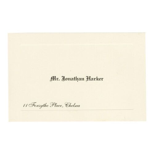 659. Jonathan Harker's (as played by Keanu Reeves) Business Card ### BRAM STOKER'S DRACULA (1992)