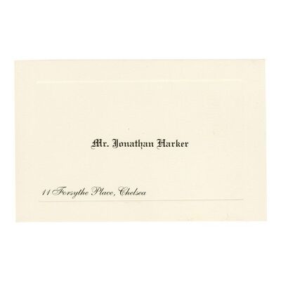 659. Jonathan Harker's (as played by Keanu Reeves) Business Card ### BRAM STOKER'S DRACULA (1992)