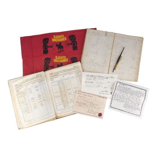 767. Broomhilda von Shaft's (Kerry Washington) Freedom Papers and Calvin Candie's (Leonardo DiCaprio) Pen with Various Props ### DJANGO UNCHAINED (2012)