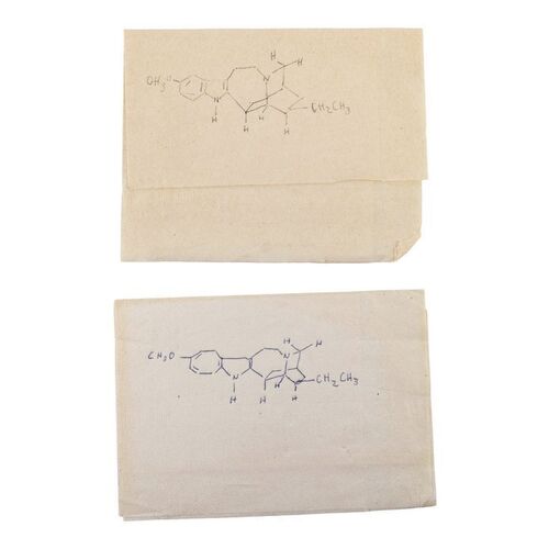 905. Pair of Production-Made Handwritten Will Hunting (Matt Damon) "Ibogamine" Formula Napkins ### GOOD WILL HUNTING (1997)