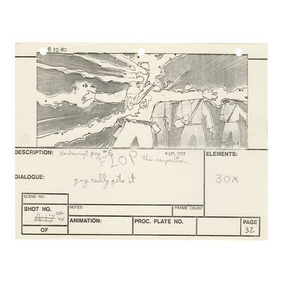 990. Printed Ark of the Covenant VFX Storyboard with George Lucas' Handwritten Annotations ### INDIANA JONES AND THE RAIDERS OF THE LOST ARK (1981)