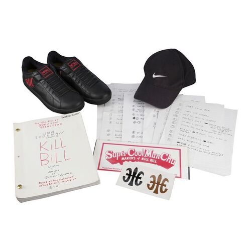 1059. Set of Printed Quentin Tarantino Production Notes with Annotated Script, Crew Placard, Crew Hat, and Royal Elastics ICON Shoes ### KILL BILL: VOL. 1 (2003)