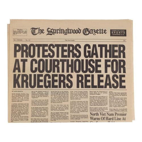 1215. Production-Made "Kruegers Release" Springwood Gazette Newspaper ### NIGHTMARE ON ELM STREET, A (1984)