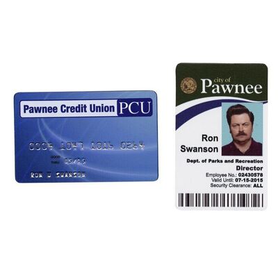 1242. Ron Swanson's (Nick Offerman) City of Pawnee ID and PCU Credit Card ### PARKS AND RECREATION (2009-2015)