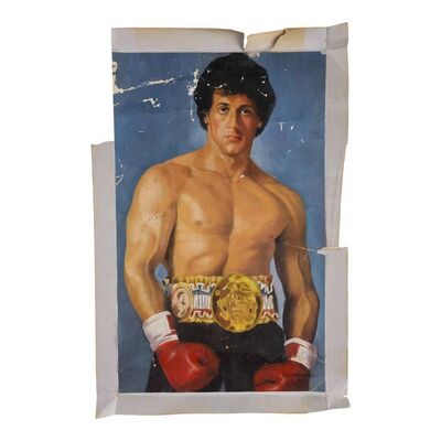 1308. Hand-Painted Deependra Dev Rocky Balboa (Sylvester Stallone) Painting ### ROCKY III (1982)