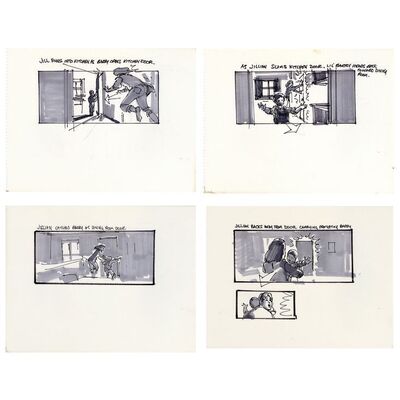 1361. Douglas Trumbull Collection:Set of Four Hand-Drawn George Jenson Abduction Sequence VFX Storyboard Pages ### CLOSE ENCOUNTERS OF THE THIRD KIND (1977)
