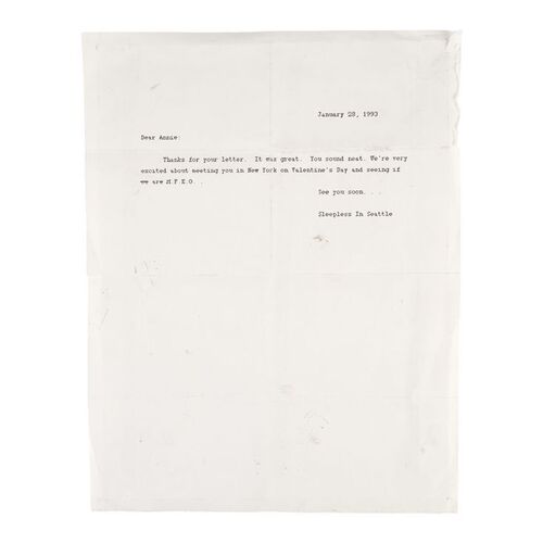 1371. Jonah Baldwin's (Ross Malinger) Letter to Annie Reed (Meg Ryan) ### SLEEPLESS IN SEATTLE (1993)
