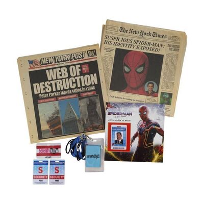 1405. Happy Hogan's (Jon Favreau) Stark Industries Security Badge, Newspapers, and Crew Badges ### SPIDER-MAN: NO WAY HOME (2021)