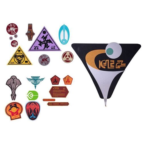 1465. Michael and Denise Okuda Collection: Set of Production-Made Alien Signage ### STAR TREK: THE NEXT GENERATION (T.V. SERIES, 1987 - 1994)/STAR TREK: DEEP SPACE NINE (T.V. SERIES, 1993 - 1999)
