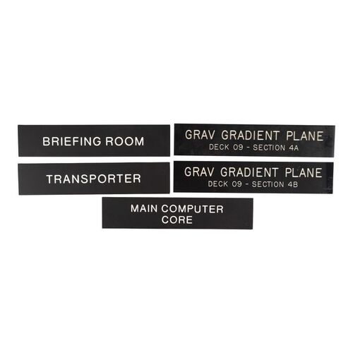 1501. Michael and Denise Okuda Collection: Set of Five "In a Mirror, Darkly" USS Defiant Signs ### STAR TREK: ENTERPRISE (T.V. SERIES, 2005)