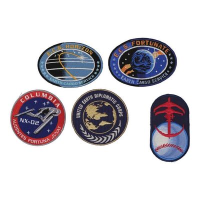 1520. Michael and Denise Okuda Collection: Set of Five Embroidered Uniform Patches ### STAR TREK: ENTERPRISE (T.V. SERIES, 2001-2005)/STAR TREK: DEEP SPACE NINE (T.V. SERIES, 1998)