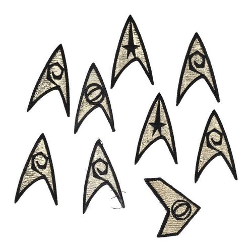 1521. Michael and Denise Okuda Collection: Set of Nine Enterprise and Defiant Badges ### STAR TREK: DEEP SPACE NINE (T.V. SERIES, 1996)/STAR TREK: ENTERPRISE (T.V. SERIES, 2005)