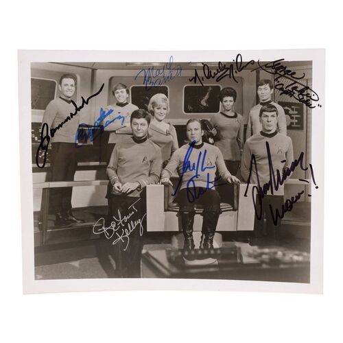 1570. Full Cast-Autographed Promotional Enterprise Crew Still ### STAR TREK: THE ORIGINAL SERIES (1966-1969)