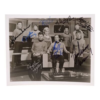 1570. Full Cast-Autographed Promotional Enterprise Crew Still ### STAR TREK: THE ORIGINAL SERIES (1966-1969)