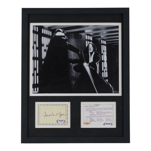 1670. Framed James Earl Jones and Alec Guinness Autographs with Black-and-White Still ### STAR WARS: A NEW HOPE (1977)