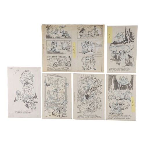 1678. William Plumb Collection: Set of Six Hand-Drawn Will Eisner Comic Artwork Sketches ### STAR JAWS (1978)