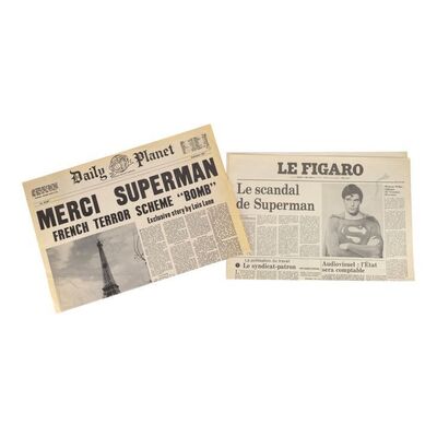 1775. Superman (Christopher Reeve) Daily Planet and Le Figaro Newspaper Covers ### SUPERMAN II (1980)/SUPERMAN III (1983)