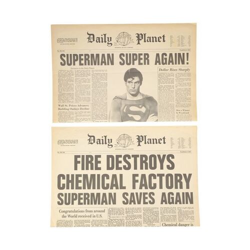 1776. Pair of Production-Made Daily Planet Newspaper Covers ### SUPERMAN III (1983)