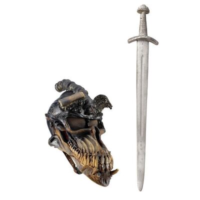 1901. Queen Bavmorda (Jean Marsh) Soldier's Sword with General Kael (Pat Roach) Helmet Prototype ### WILLOW (1988)