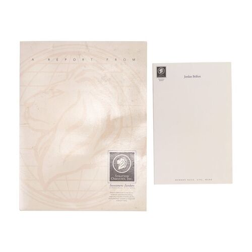 1905. Jordan Belfort's (Leonardo DiCaprio) Stationery Pad and Stratton Oakmont Folder ### THE WOLF OF WALL STREET (2013)