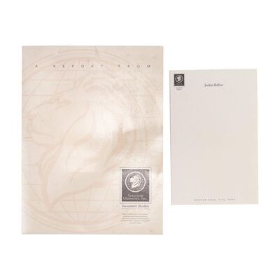 1905. Jordan Belfort's (Leonardo DiCaprio) Stationery Pad and Stratton Oakmont Folder ### THE WOLF OF WALL STREET (2013)