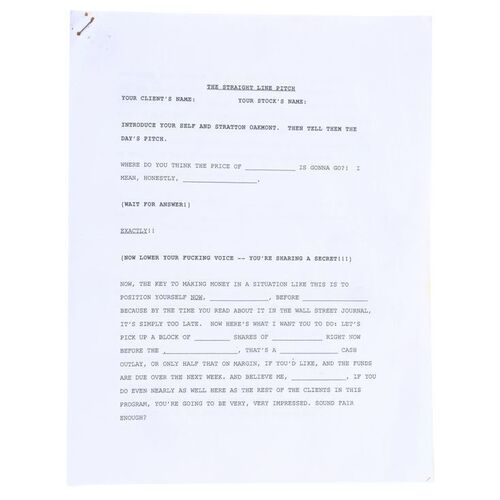 Straight Line Script Lot # 1907: THE WOLF OF WALL STREET (2013) - The Straight Line Pitch ...