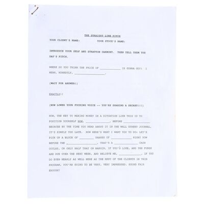 1907. "The Straight Line Pitch" Sales Pitch Script ### THE WOLF OF WALL STREET (2013)