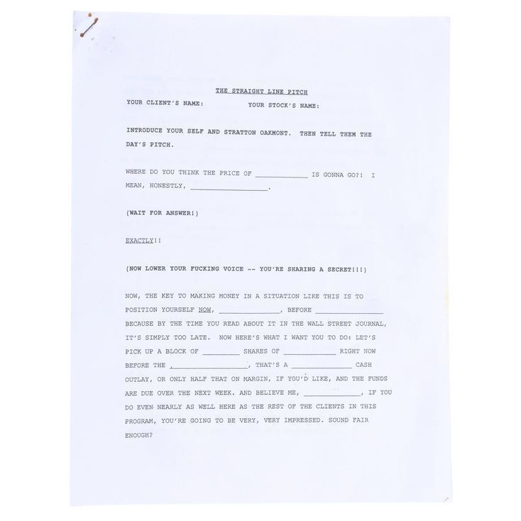 Lot # 1907: THE WOLF OF WALL STREET (2013) - The Straight Line Pitch ...