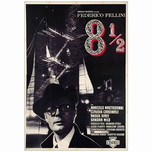 8. Italian 4-Fogli (55" x 77"); Country-of-Origin; Very Fine on Linen ### 8 1/2 (1963)