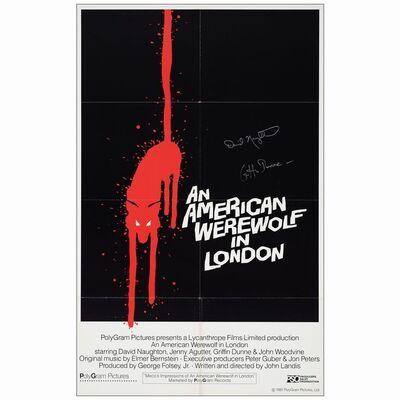 16. One Sheet (25" x 39.25") Signed by David Naughton and Griffin Dunne; International Style; Very Fine+ Folded ### AN AMERICAN WEREWOLF IN LONDON (1981)