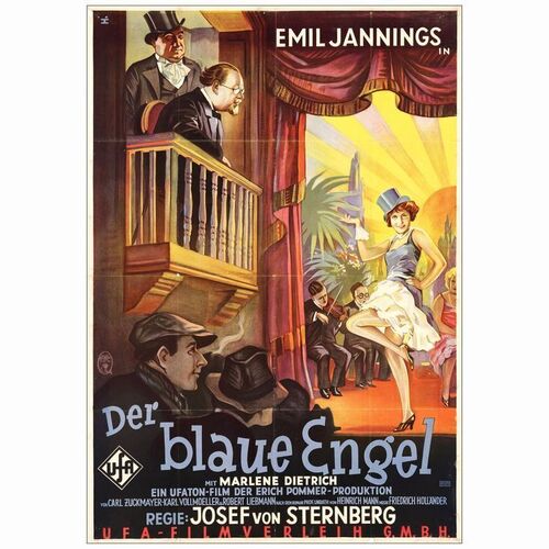46. Pre-War German (37.5" x 54.5"); Stone Litho, Country-of-Origin; Very Fine on Linen ### THE BLUE ANGEL (1930)