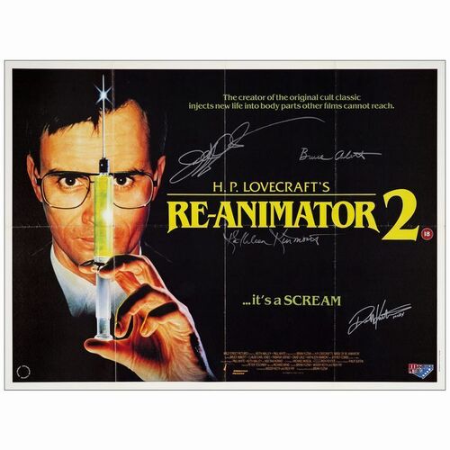 59. British Quad (30" x 40") Signed by Jeffrey Combs, Bruce Abbott, Kathleen Kinmount and Robert Kurtzman; Very Fine Folded ### BRIDE OF RE-ANIMATOR (1990)