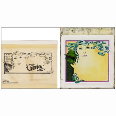 73. Original Pencil Artwork for Billboard and Color Rendering (Artboard 1: 12.5" x 16.5" &
Artboard 2: 15.5" x 15.5"); Very Fine ### CHINATOWN (1974)
