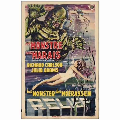 88. Belgian (14.5" x 18.75") Signed by Director Jack Arnold (JSA COA); 3D Style; Fine+ Folded ### CREATURE FROM THE BLACK LAGOON (1954)