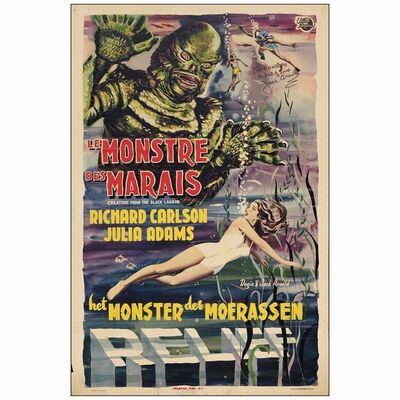 88. Belgian (14.5" x 18.75") Signed by Director Jack Arnold (JSA COA); 3D Style; Fine+ Folded ### CREATURE FROM THE BLACK LAGOON (1954)