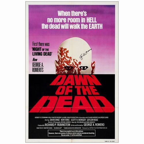 95. One Sheet (27" x 41") Signed by Director George Romero; Red Title Style; Very Fine+ Folded ### DAWN OF THE DEAD (1978)
