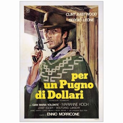 127. Italian 4 Fogli (55" x 78"); Country-of-Origin; Fine on Linen ### A FISTFUL OF DOLLARS (R-1976)
