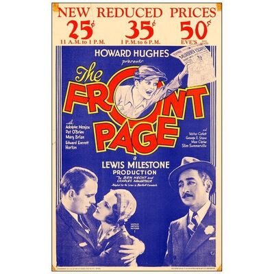 139. Window Card (14" x 22"); Very Fine- ### THE FRONT PAGE (1931)